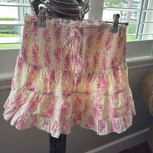 Love shack fancy xs pink floral skirt